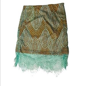 Teal / Aqua lace overlay skirt NEW